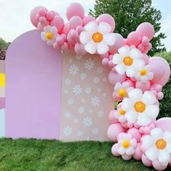 Pink Daisy Chain Balloon Arch - 97 pieces